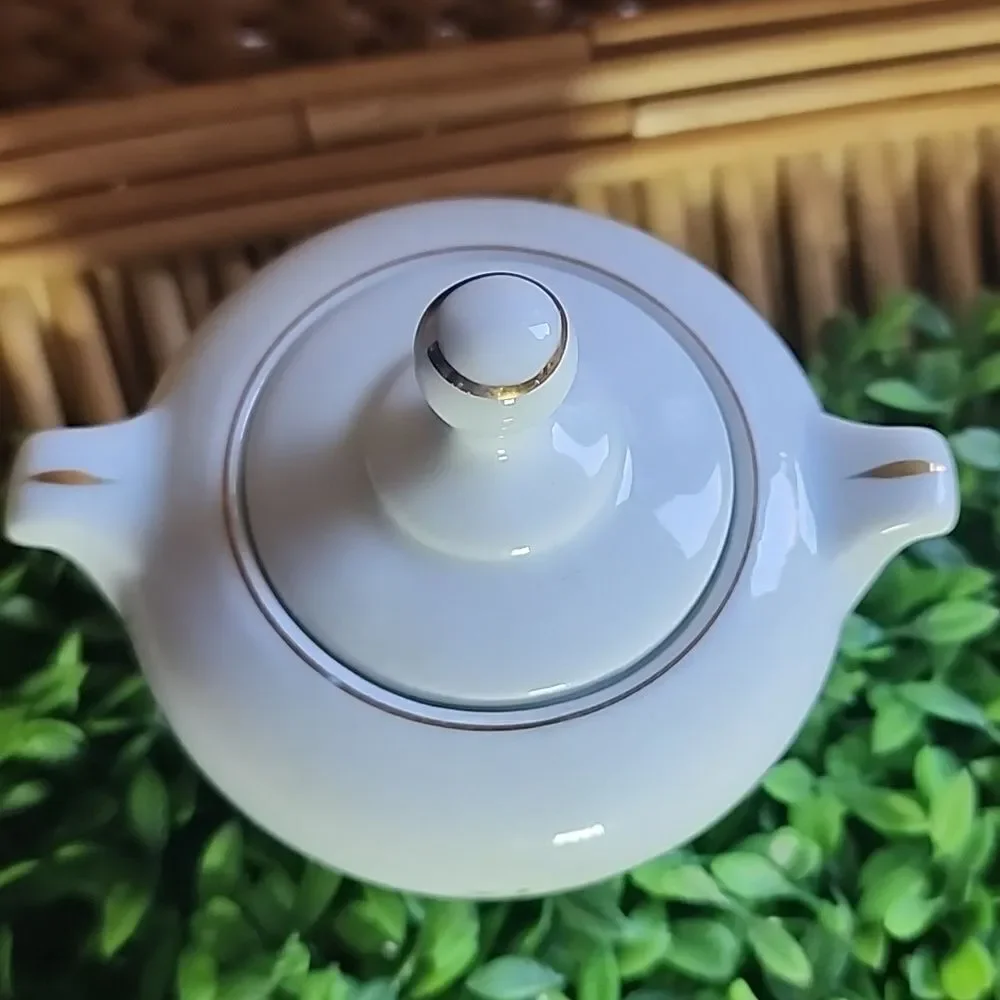 Vintage Small Sugar Bowl with Violets & Gold Tone Accents made In Japan Coquette